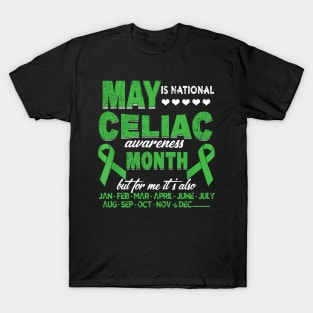 May Is National Celiac Disease Awareness Month Green Ribbon T-Shirt
